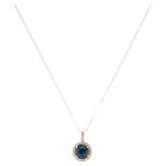 14K Yellow Gold 1.97ct Sapphire & 0.12ct Diamond Pendant Necklace, 16"