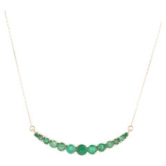 14K Yellow Gold 1.97ctw Round Modified Brilliant Emerald Pendant Necklace