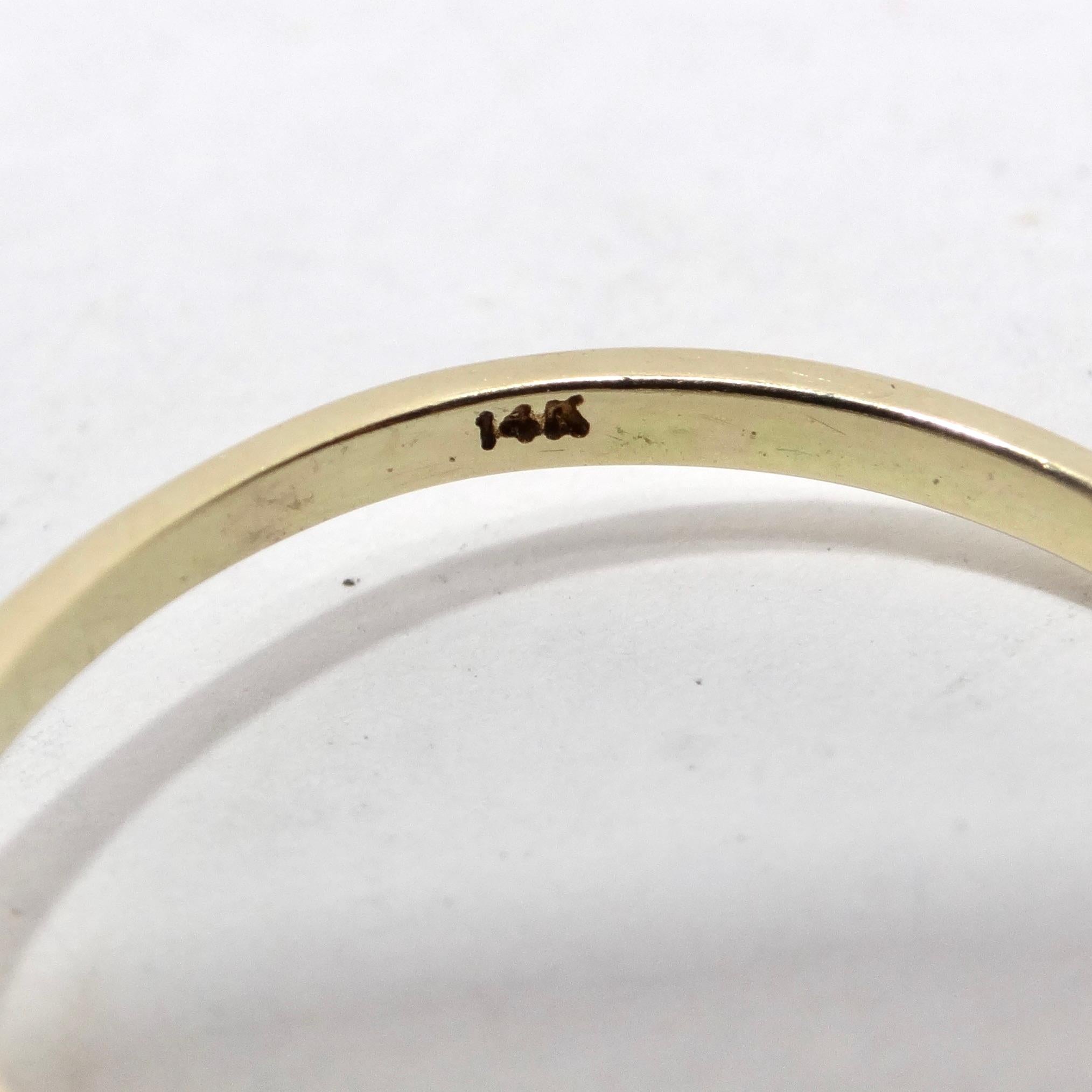 14K Yellow Gold 1980s Cubic Zirconia Engagement Ring For Sale 2