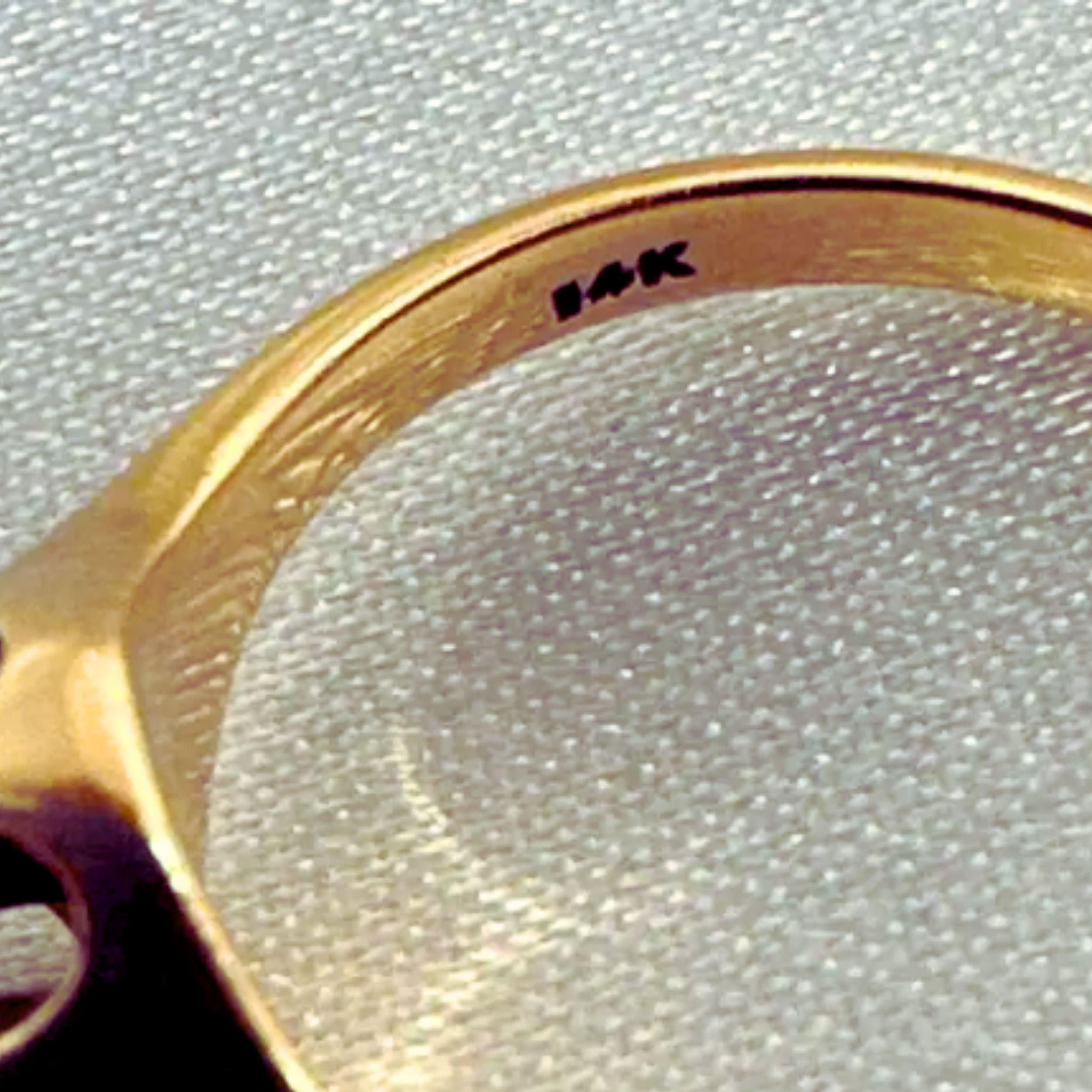 Taille brillant Bague du 19e siècle en or jaune 14K avec diamant blanc taillé en brillant  Taille 5.75 en vente