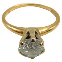 14k Yellow Gold 19th Century Victorian Brilliant Cut Diamond Crown Ring Size 6