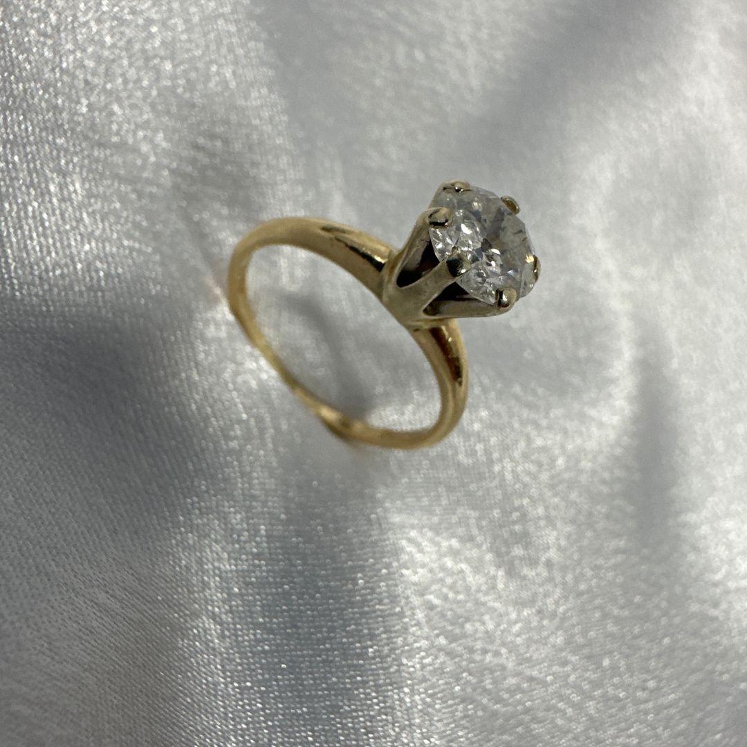 14k Yellow Gold 19th Century Victorian Brilliant Cut Diamond Crown Ring Size 6 In Excellent Condition For Sale In Jacksonville, FL