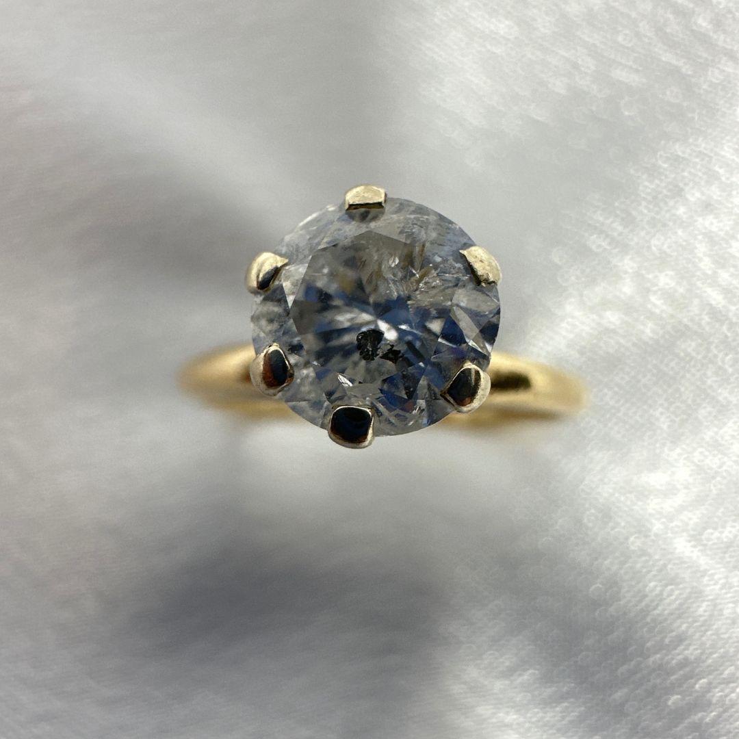 14k Yellow Gold 19th Century Victorian Brilliant Cut Diamond Crown Ring Size 6 For Sale 1