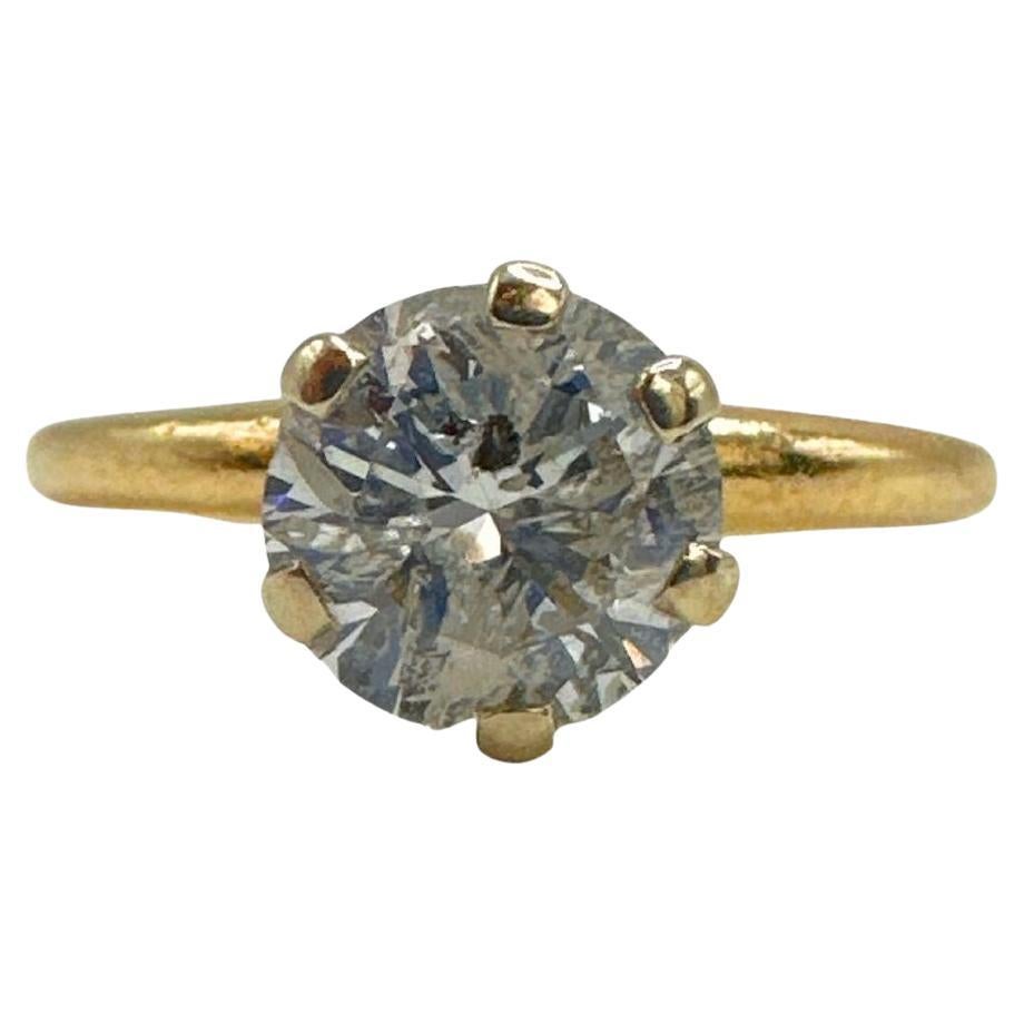 14k Yellow Gold 19th Century Victorian Brilliant Cut Diamond Crown Ring Size 6 For Sale