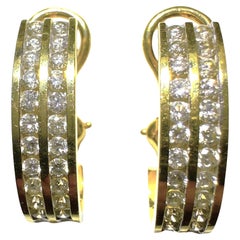 14k Yellow Gold 1.Carat Channel Set Diamond Earrings Omega Back with Appraisal 14k Yellow Gold 1.Carat Channel Set Diamond Earrings Omega Back with Appraisal