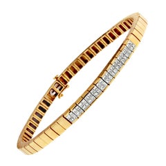 14K Yellow Gold 1ct. TDW Princess Cut Diamond Banded Bracelet 'G-H, VS1-VS2'