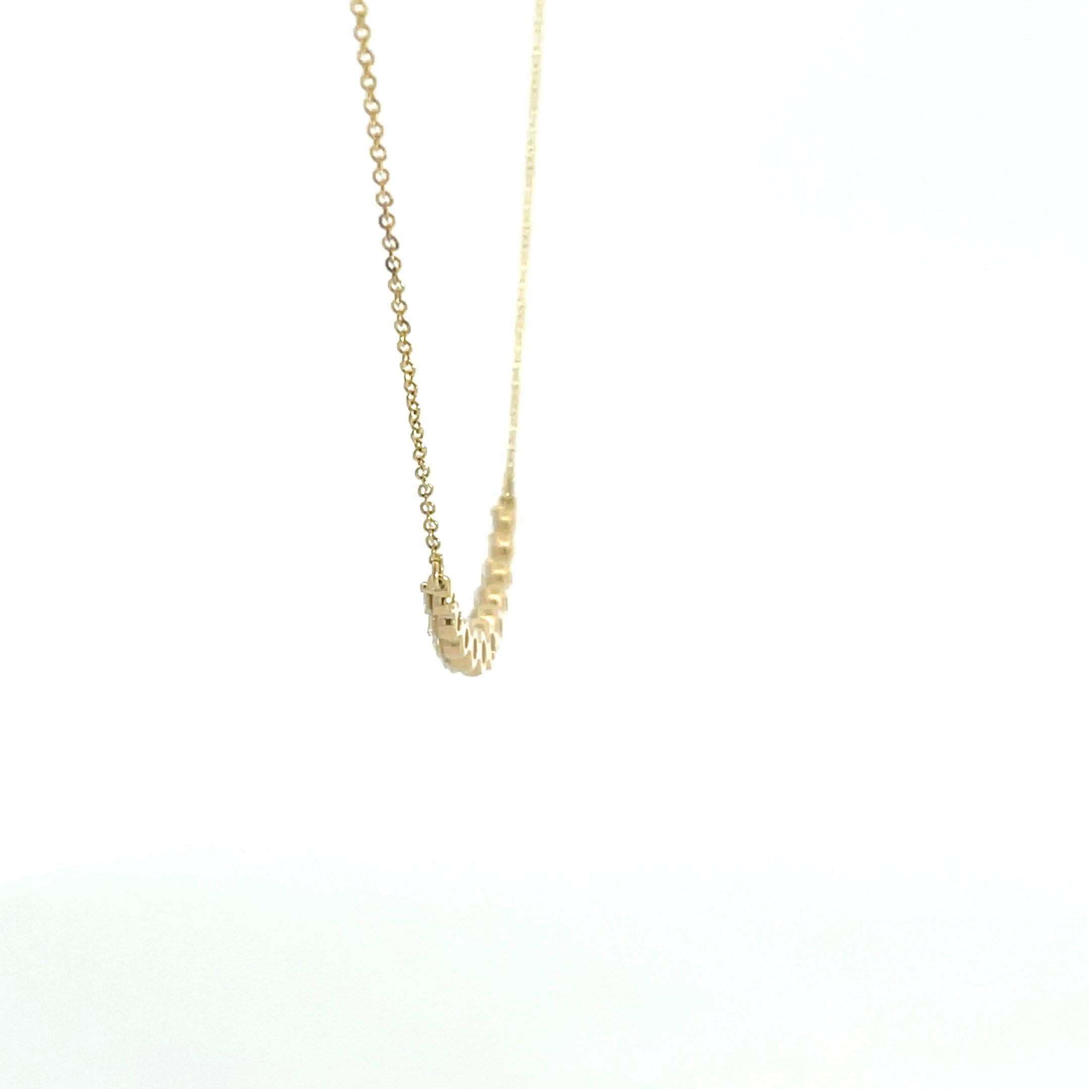 Modern 14K Yellow Gold 1ctw Diamond Smile Necklace For Sale