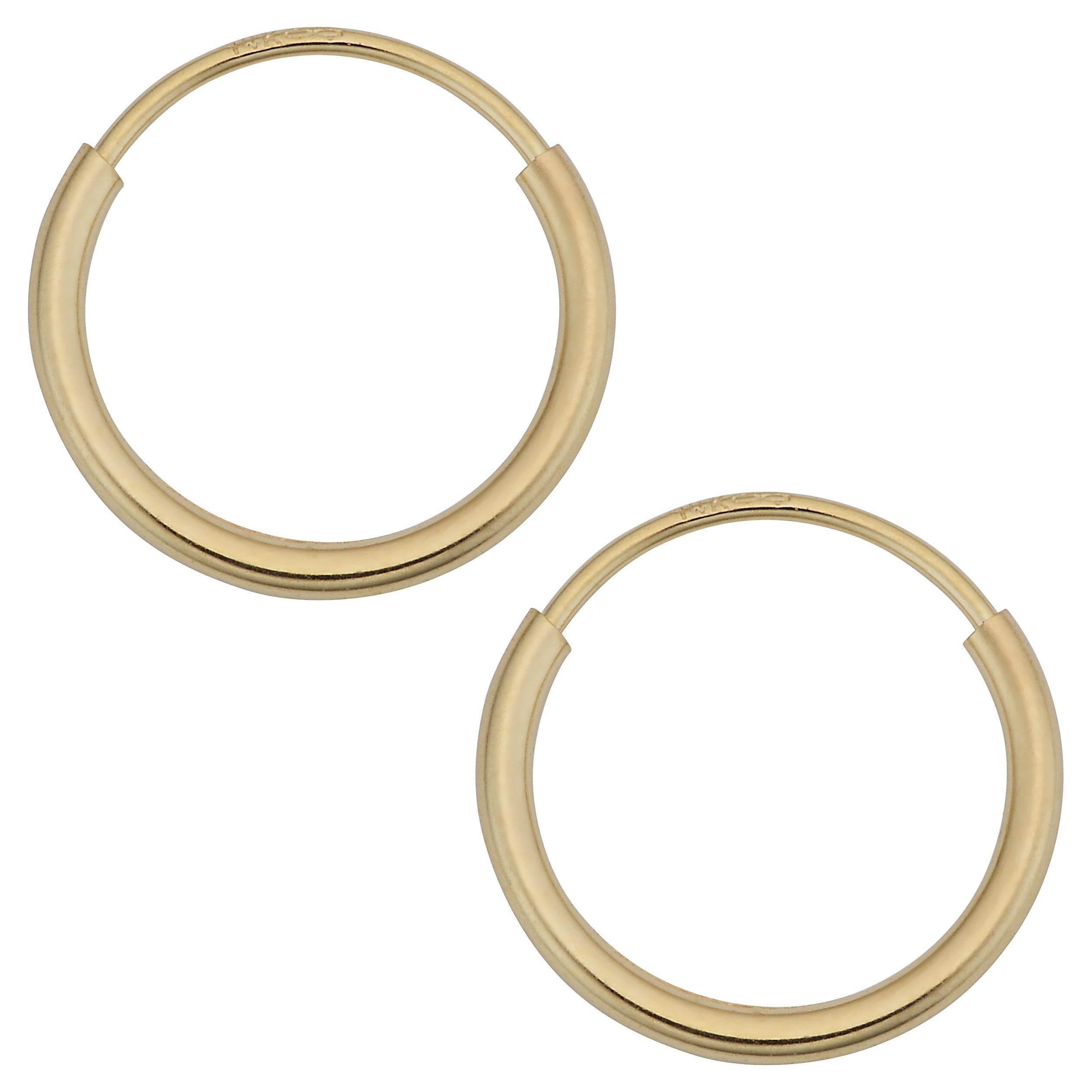 14K Yellow Gold Endless Hoop Earrings for Her For Sale