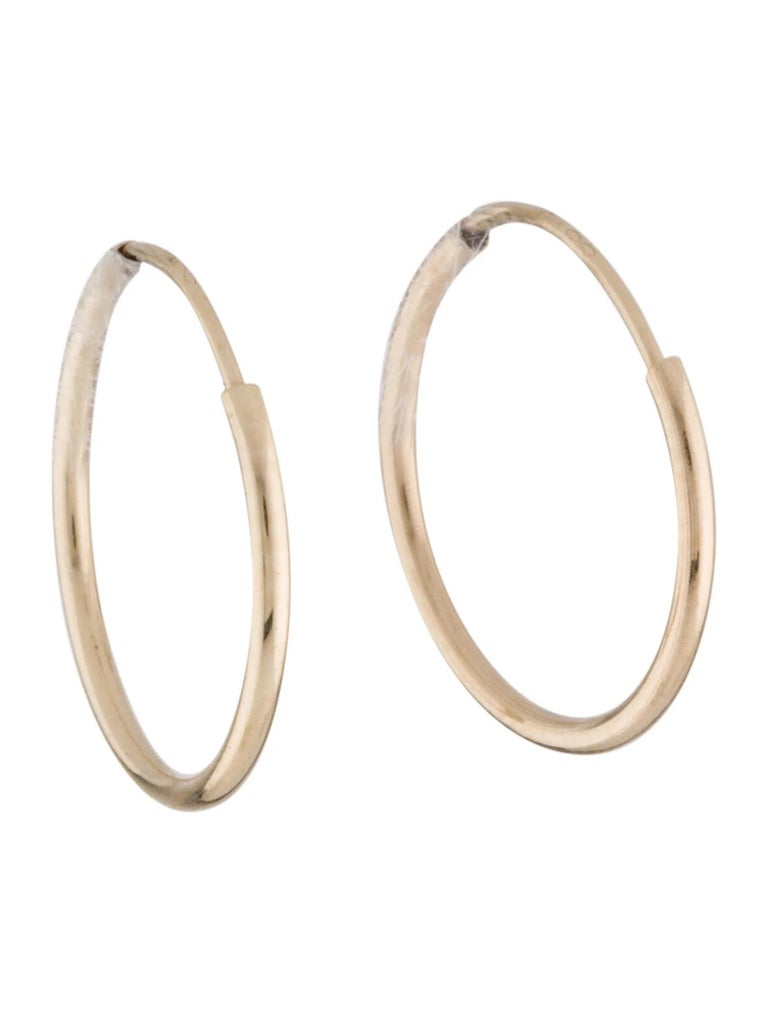 14K Yellow Gold Endless Hoop Earrings for Her For Sale at 1stDibs