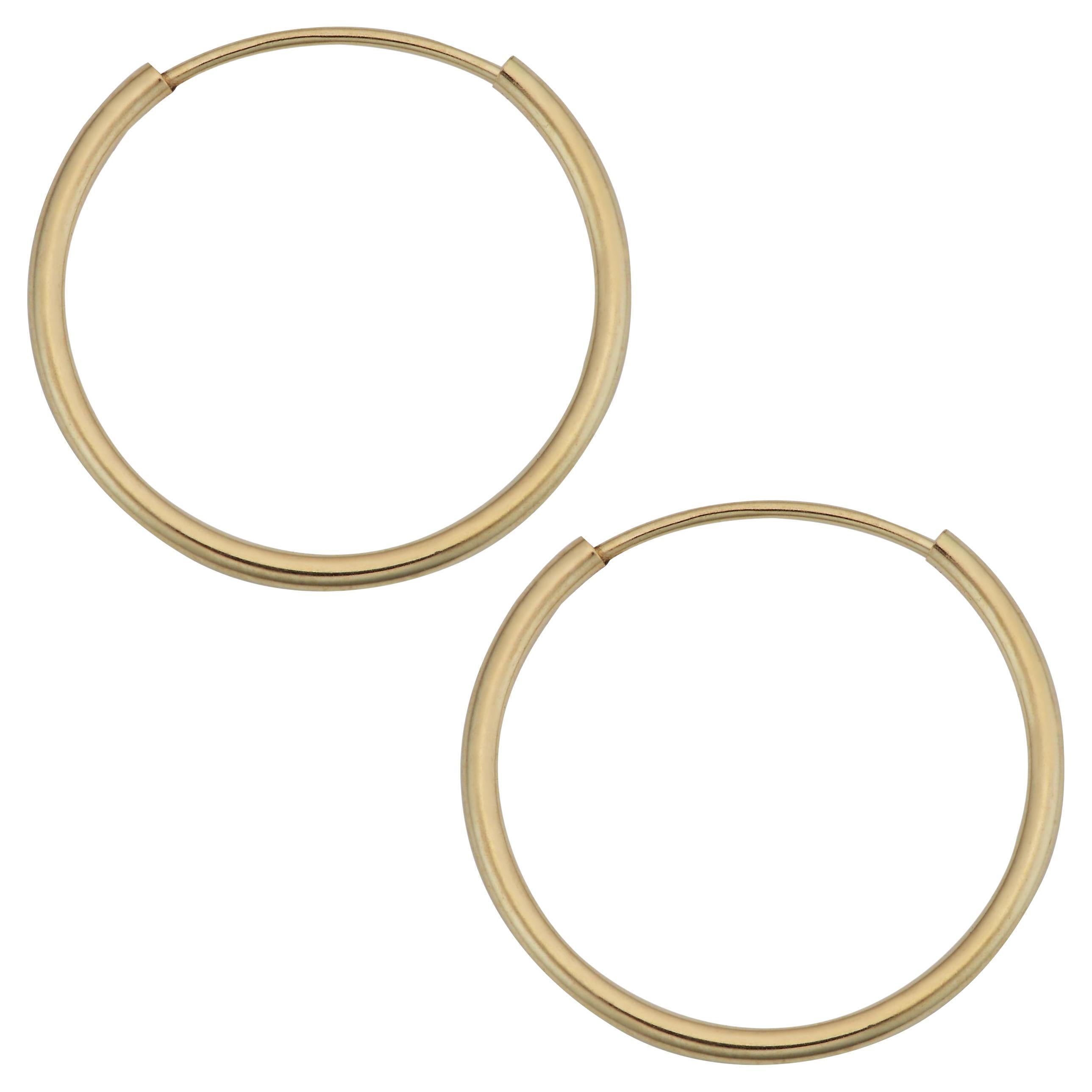 14K Yellow Gold Endless Hoop Earrings for Her For Sale