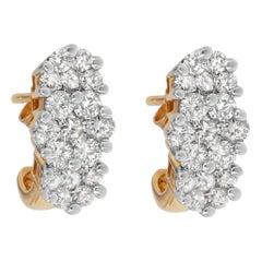 14K Yellow Gold 2 1/20 Carat Round-Cut Diamond Cluster Earrings