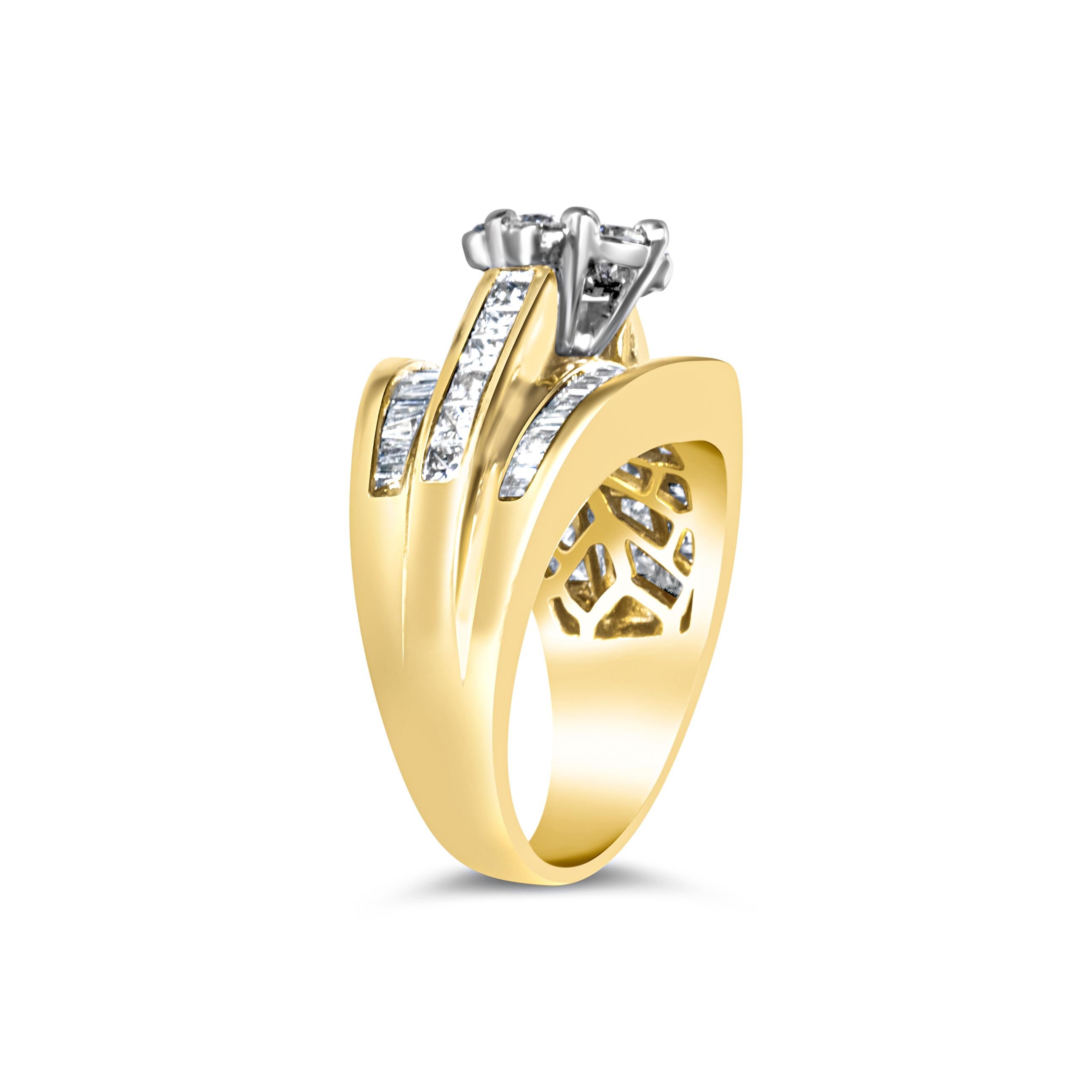 Im Angebot: 14K Gelbgold 2-1/3 Karat Diamant-Cluster-Ring Verlobungsring & Ehering () 5