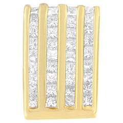 Collar Colgante Bloque Diamante Corte Princesa Oro Amarillo 14K 2 1/3 Quilates