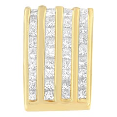14K Gelbgold 2 1/3 Cttw Prinzessinnenschliff Diamant-Block-Anhänger Halskette