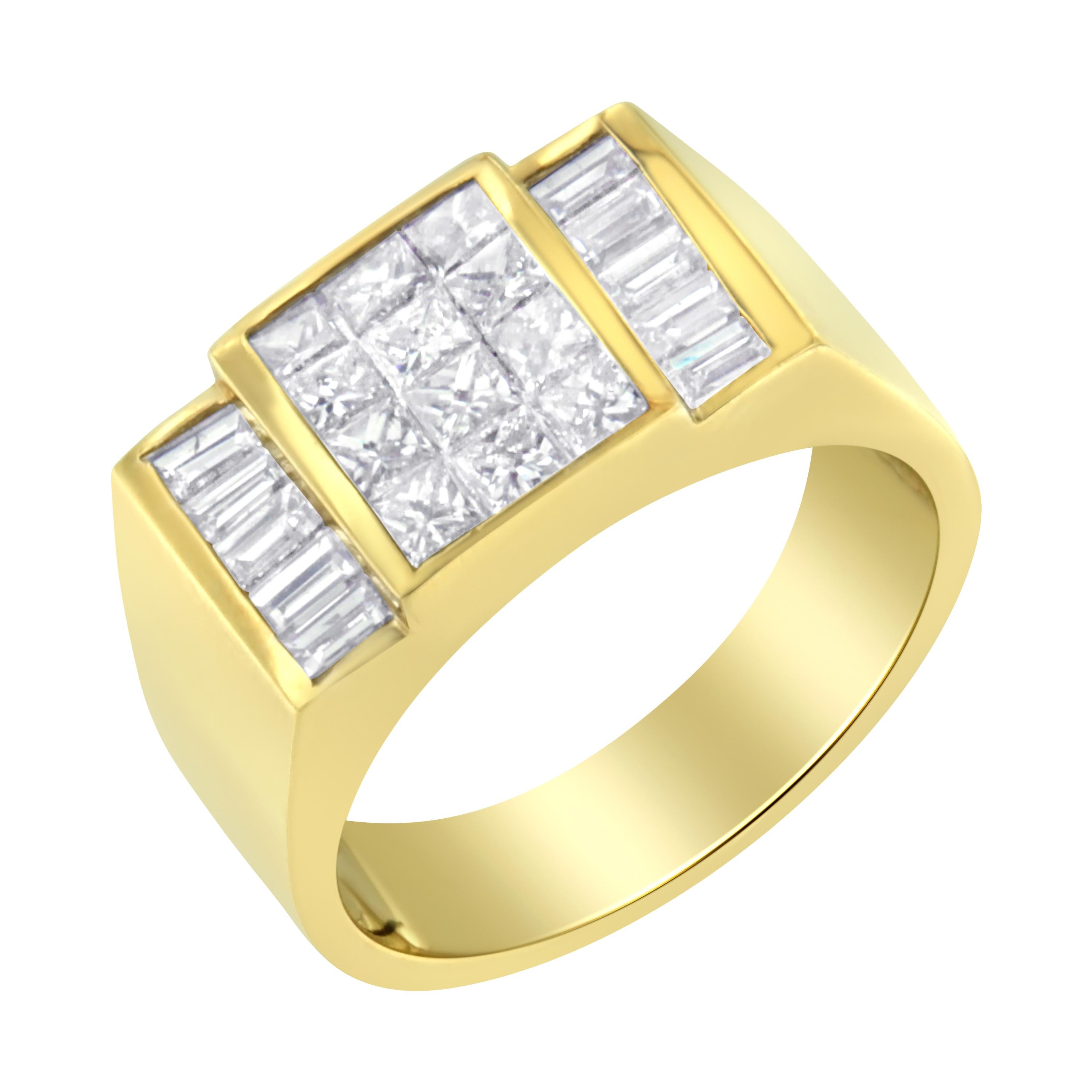 Baguette Cut 14k Yellow Gold 2 1/5 Carat Diamond Ring
