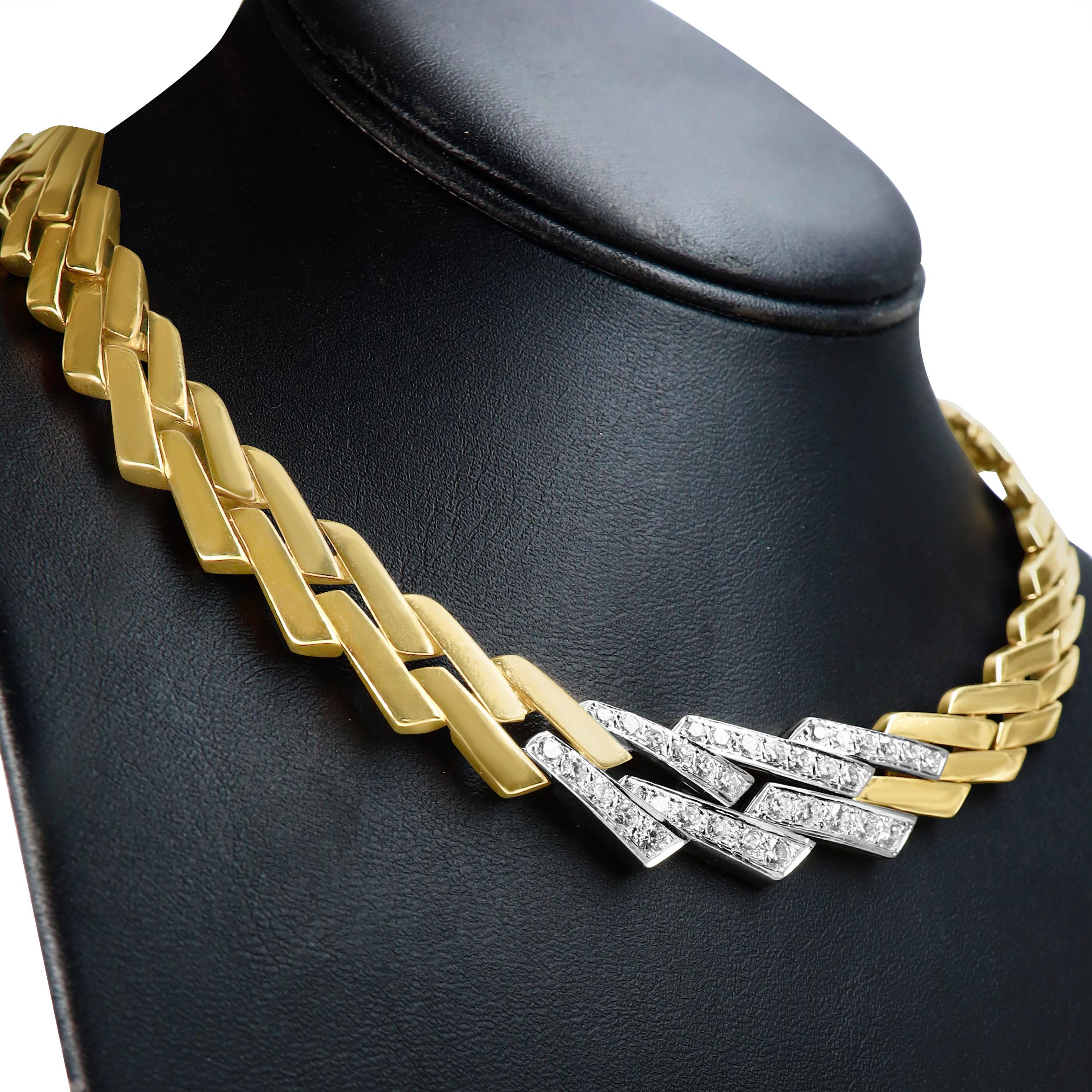 14k Gelbgold 2 3/4 Karat Pave Diamant Miami Cuban Curb Link Kette Halskette (Rundschliff) im Angebot