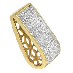 14K Yellow Gold 2 5/8 Carat Princess Cut Diamond Block Pendant Necklace