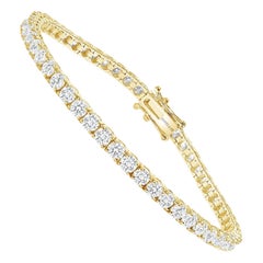 Pulsera de tenis de oro amarillo de 14 quilates con diamantes redondos de 2 quilates