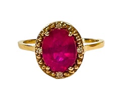 14K Yellow Gold 2 Carat Ruby Solitaire and Diamond Ring with Appraisal