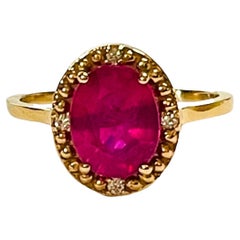 14K Yellow Gold 2 Carat Ruby Solitaire and Diamond Ring with Appraisal