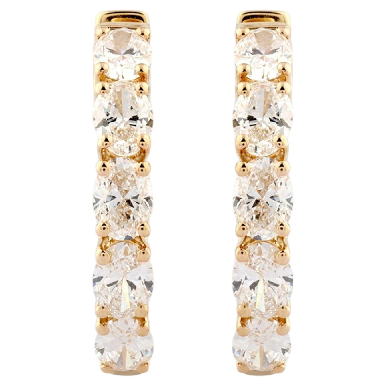 Boucles d'oreilles créoles « huggie » en or jaune 14 carats, ornées d'un diamant de 2 carats à taille ronde