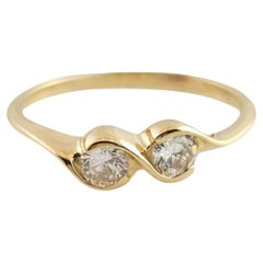 Vintage 14K Yellow Gold 2 Diamond Ring Band Size 6 #14815