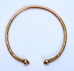 14K Yellow Gold 2 Headed Snake By-Pass Spring Bracelet