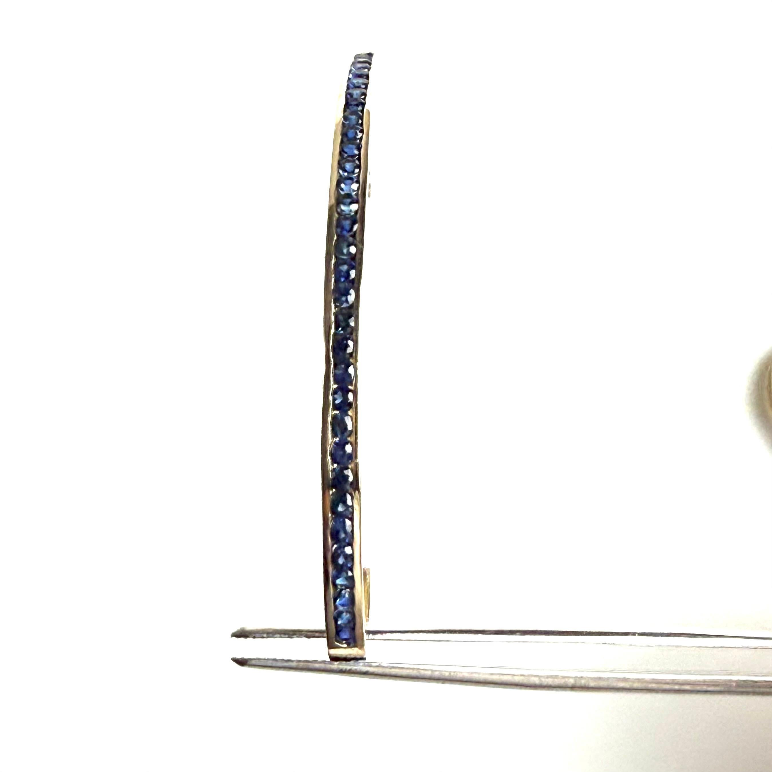 Taille ronde Or jaune 14K  Boucles d'oreilles 2 pouces avec saphirs pesant 2.15 carats en vente