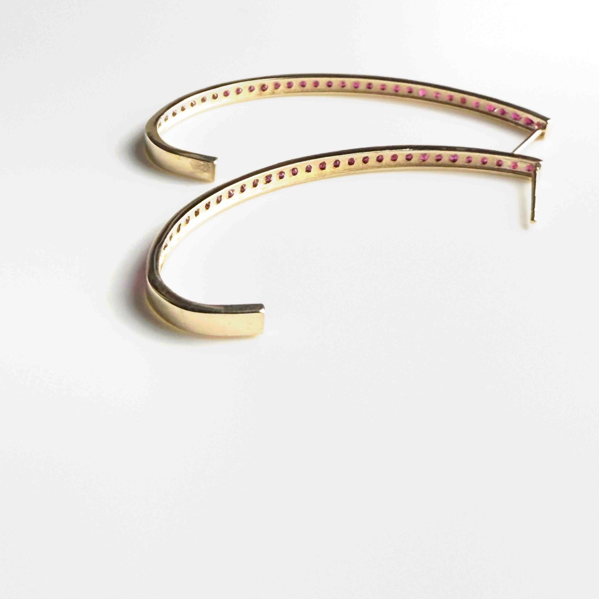 Boucles d'oreilles en or jaune 14K avec rubis 1.86 carats en vente 6