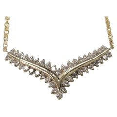 14 Karat Gelbgold Halskette mit 1,25 Karat Diamant, 2 Reihen Kanal und Zacken gefasst