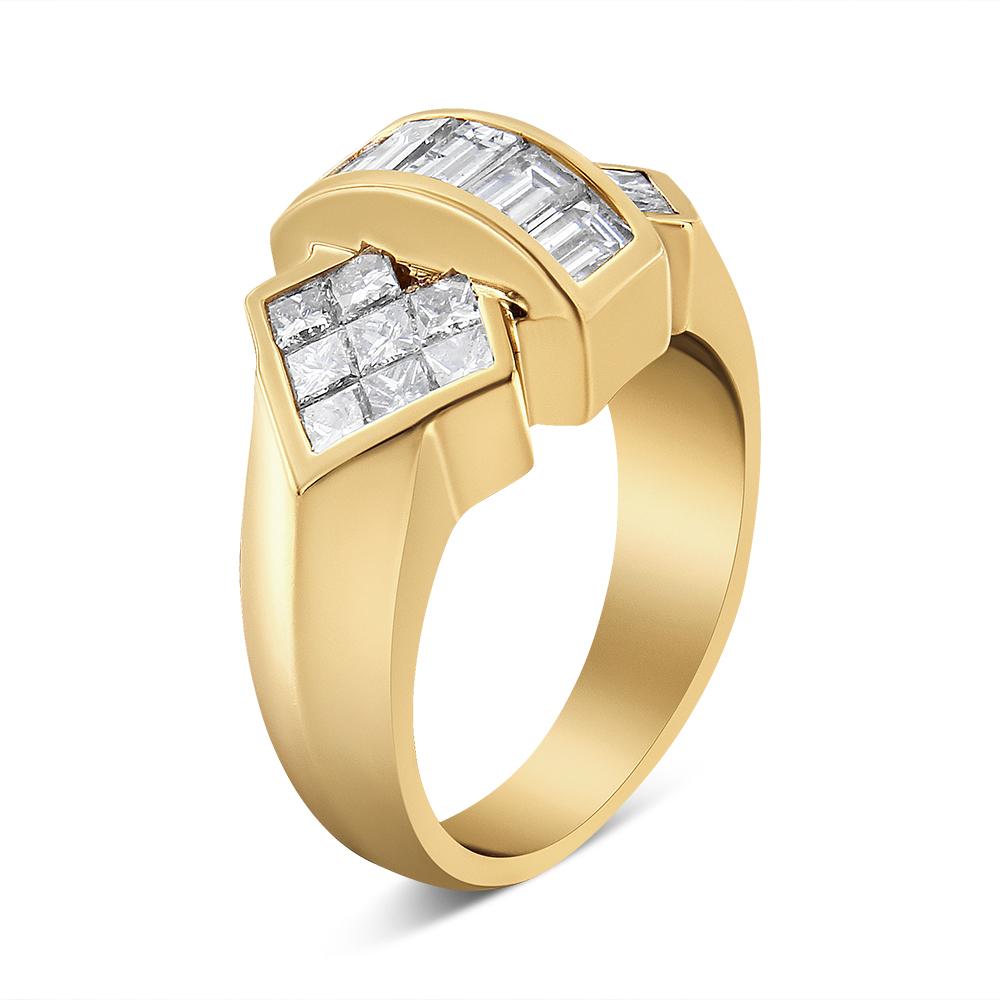 Anillo de oro amarillo de 14 quilates con diamantes de 2,0 quilates estilo barra y ala para cóctel Moderno en venta