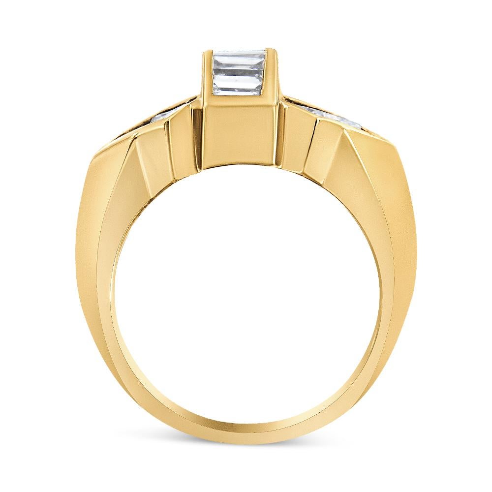 Anillo de oro amarillo de 14 quilates con diamantes de 2,0 quilates estilo barra y ala para cóctel Corte baguette en venta