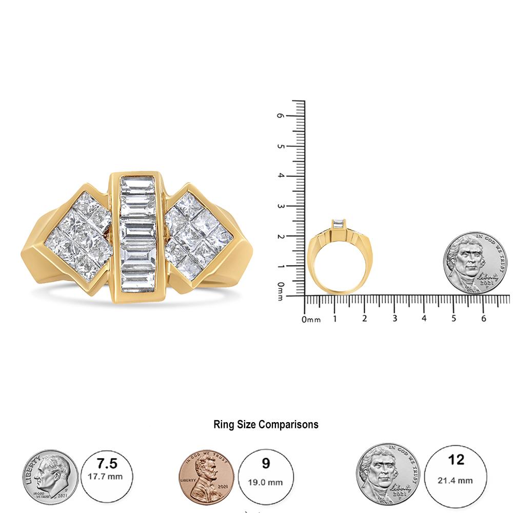 De las mujeres Anillo de oro amarillo de 14 quilates con diamantes de 2,0 quilates estilo barra y ala para cóctel en venta