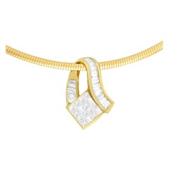 14K Yellow Gold 2.0 Carat Diamond Vintage Pendant Necklace