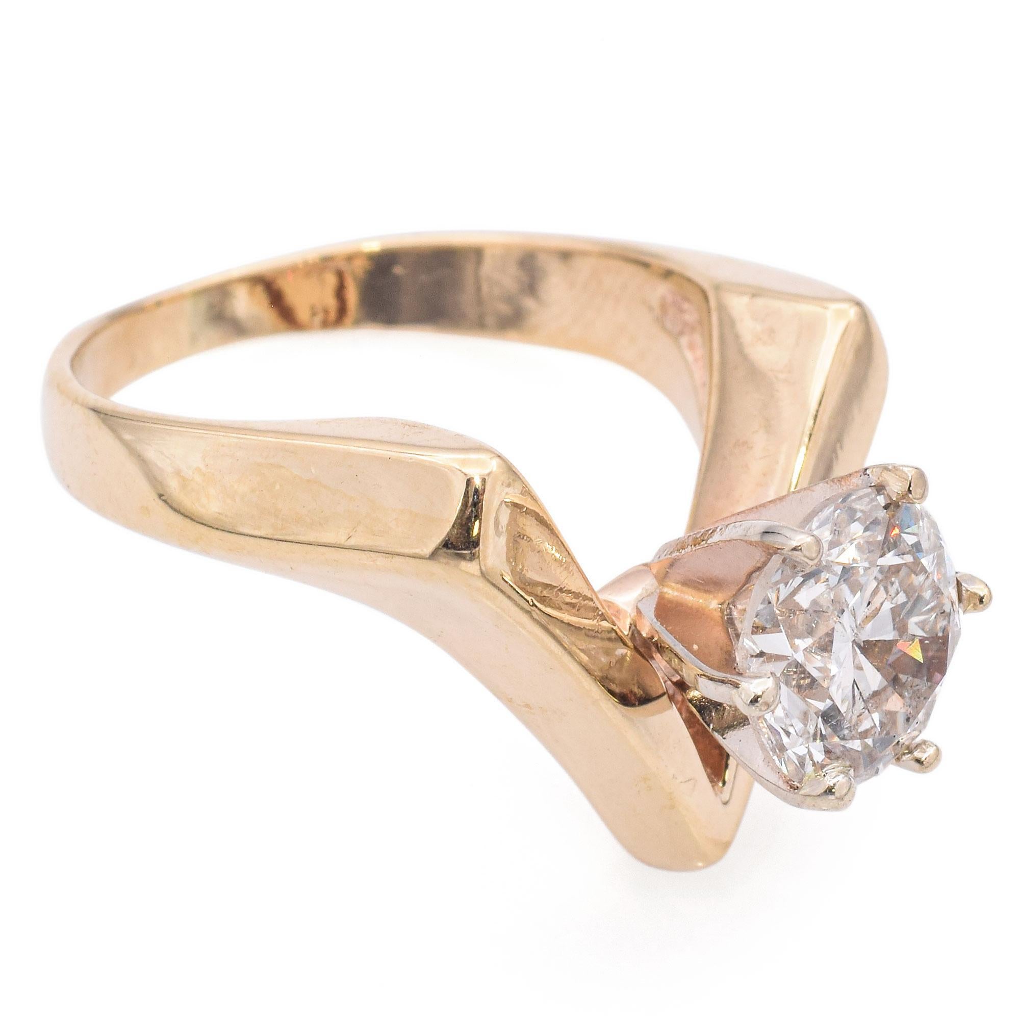 Women's 14K Yellow Gold 2.0 Ct. I I2 Diamond Solitaire Engagement Ring GIA For Sale