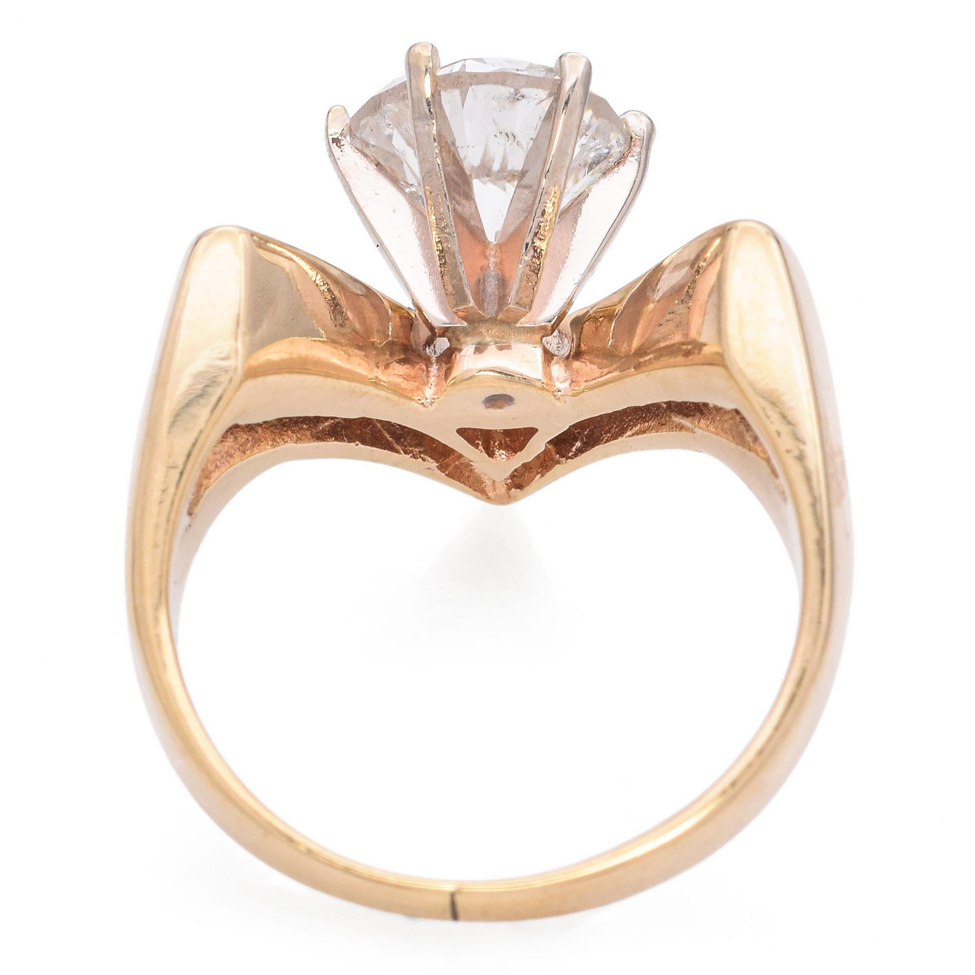 14K Yellow Gold 2.0 Ct. I I2 Diamond Solitaire Engagement Ring GIA For Sale 2