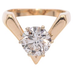 Oro amarillo de 14 quilates 2,0 ct. I I2 Diamante Solitario Anillo de Compromiso GIA