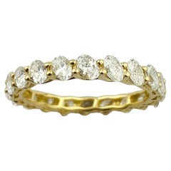 Anello Eternity in oro giallo 14 carati con diamante naturale ovale da 2,0 carati, taglio ovale