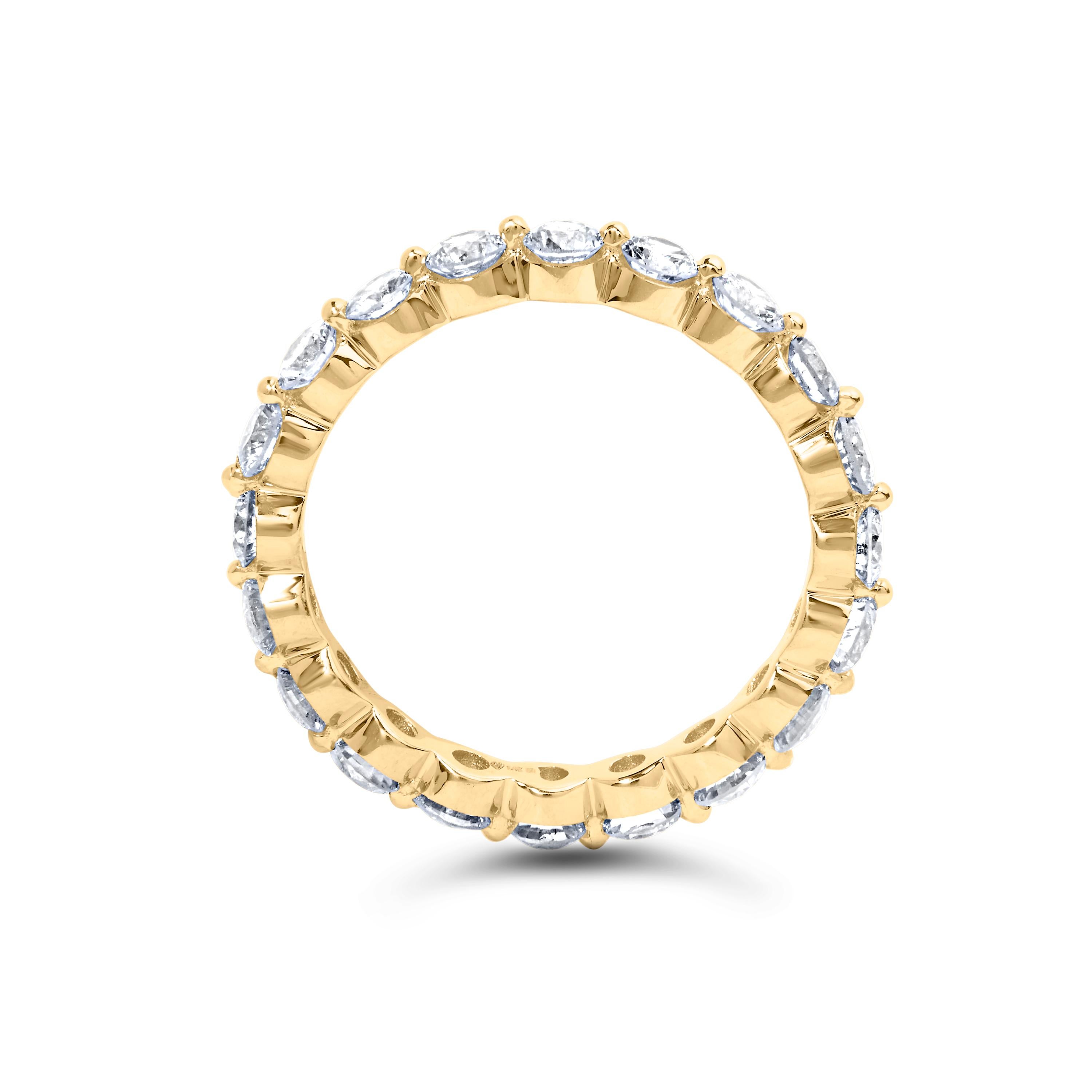 Round Cut 14K Yellow Gold 2.0 Cttw 2 Prong Set Diamond Eternity Band Ring For Sale