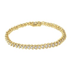 14K Yellow Gold 2 Carat Round Diamond S Link Tennis Bracelet