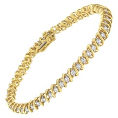 14K Yellow Gold 2 Carat Round Diamond S Link Tennis Bracelet