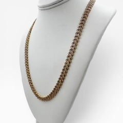 14k Yellow Gold 20" Cuban Link Gold Chain Necklace with 8.00 Ct. Round Diamonds
