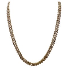 Collana in oro giallo 14k con catena a maglie cubane da 20" e 8,00 Ct. Diamanti rotondi