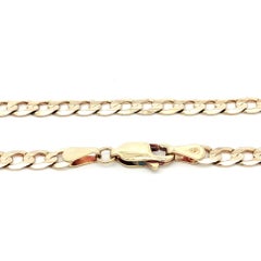 14k Yellow Gold 20" Flat Cuban Curb Link 3.8mm Chain Necklace w/ Lobster Claw
