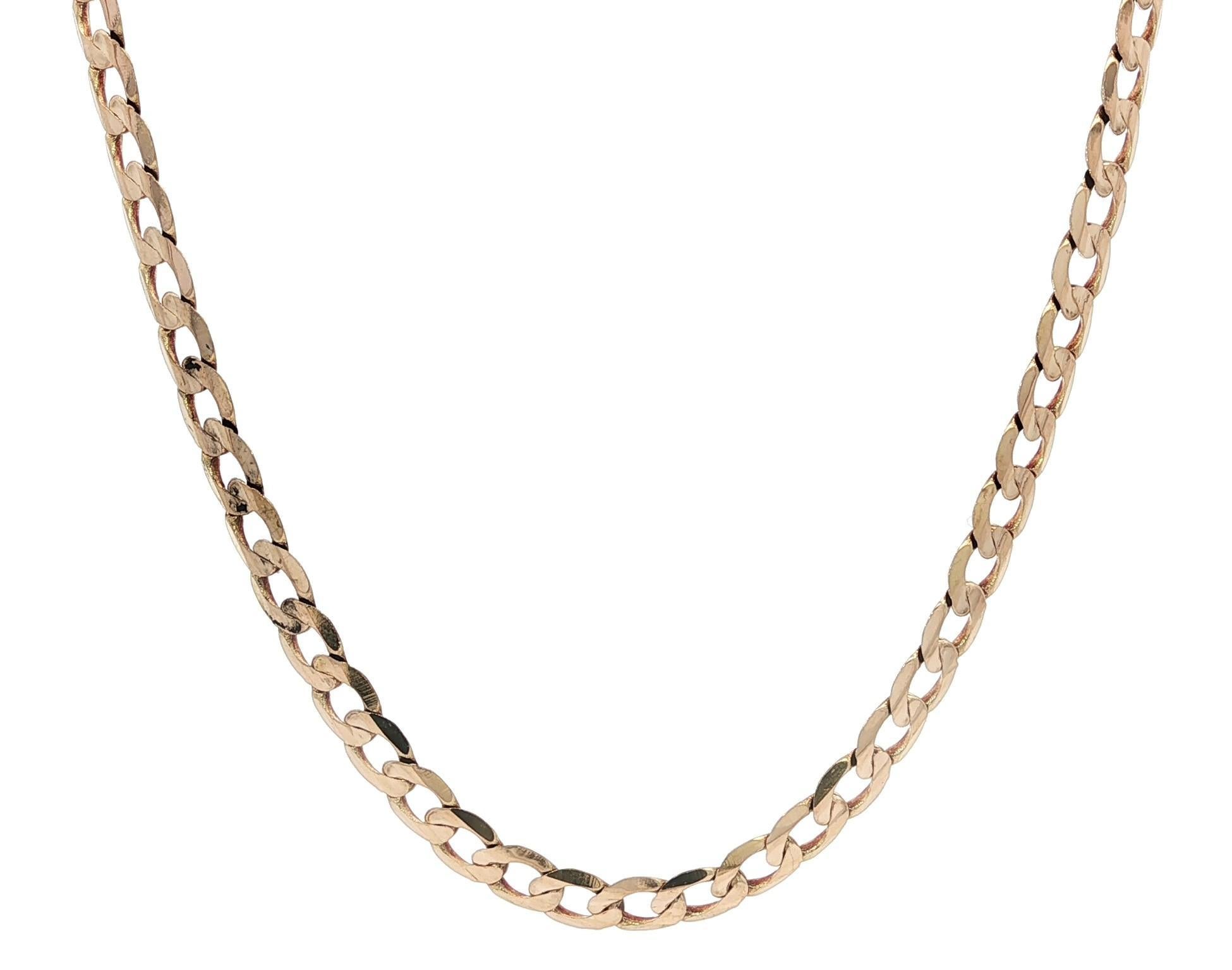14k Yellow Gold 20" Flat Cuban Curb Link 3.8mm Chain Necklace w/ Lobster Claw