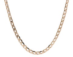 14k Yellow Gold 20" Flat Cuban Curb Link 3.8mm Chain Necklace w/ Lobster Claw