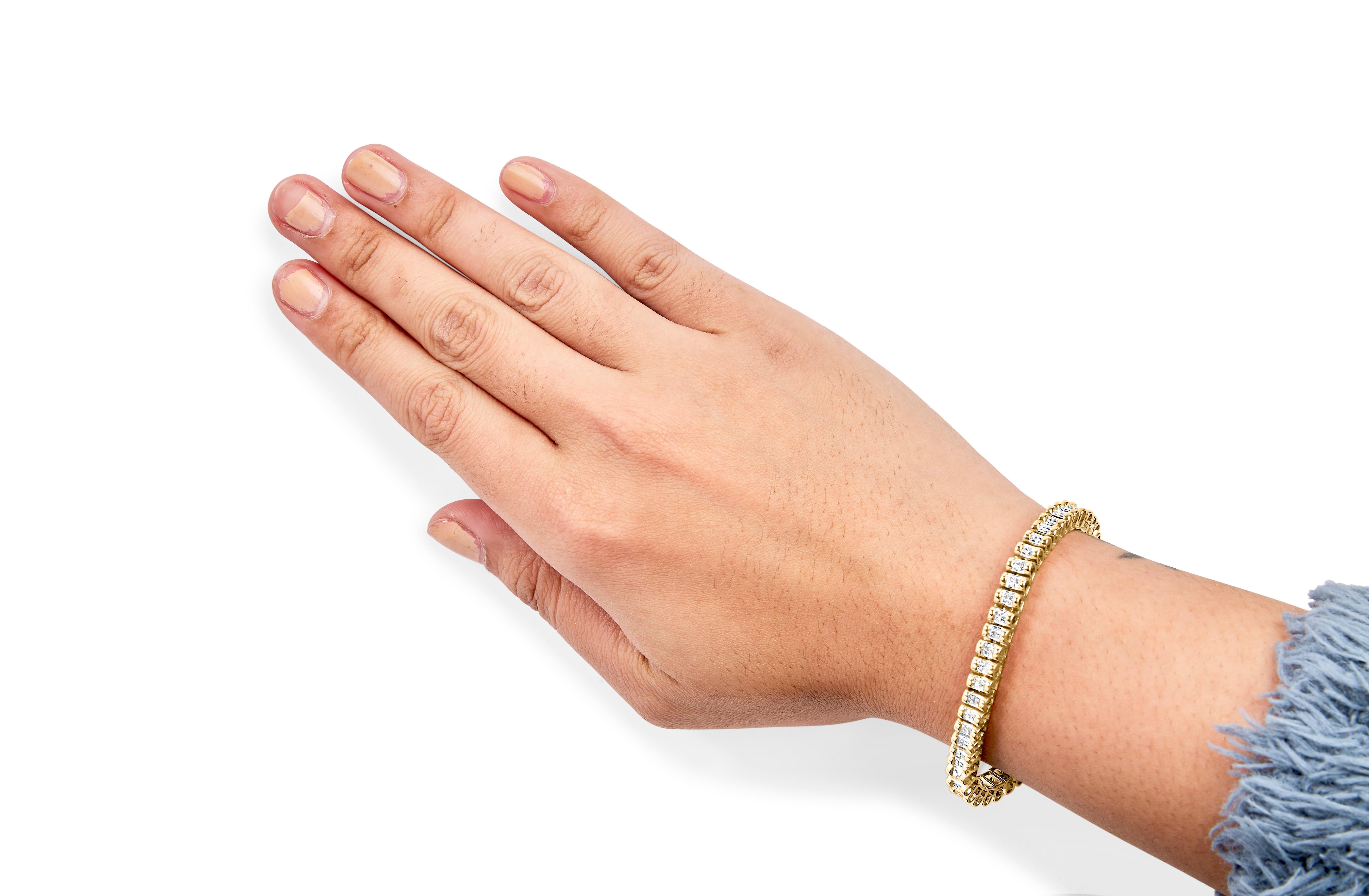14K Gelbgold 2.00 Karat Princess-Cut Diamant Classic Link Armband (Moderne) im Angebot