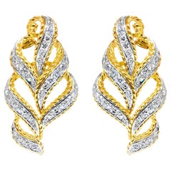 Boucles d'oreilles en or jaune 14 carats et diamants VS/G de 2,00 carats