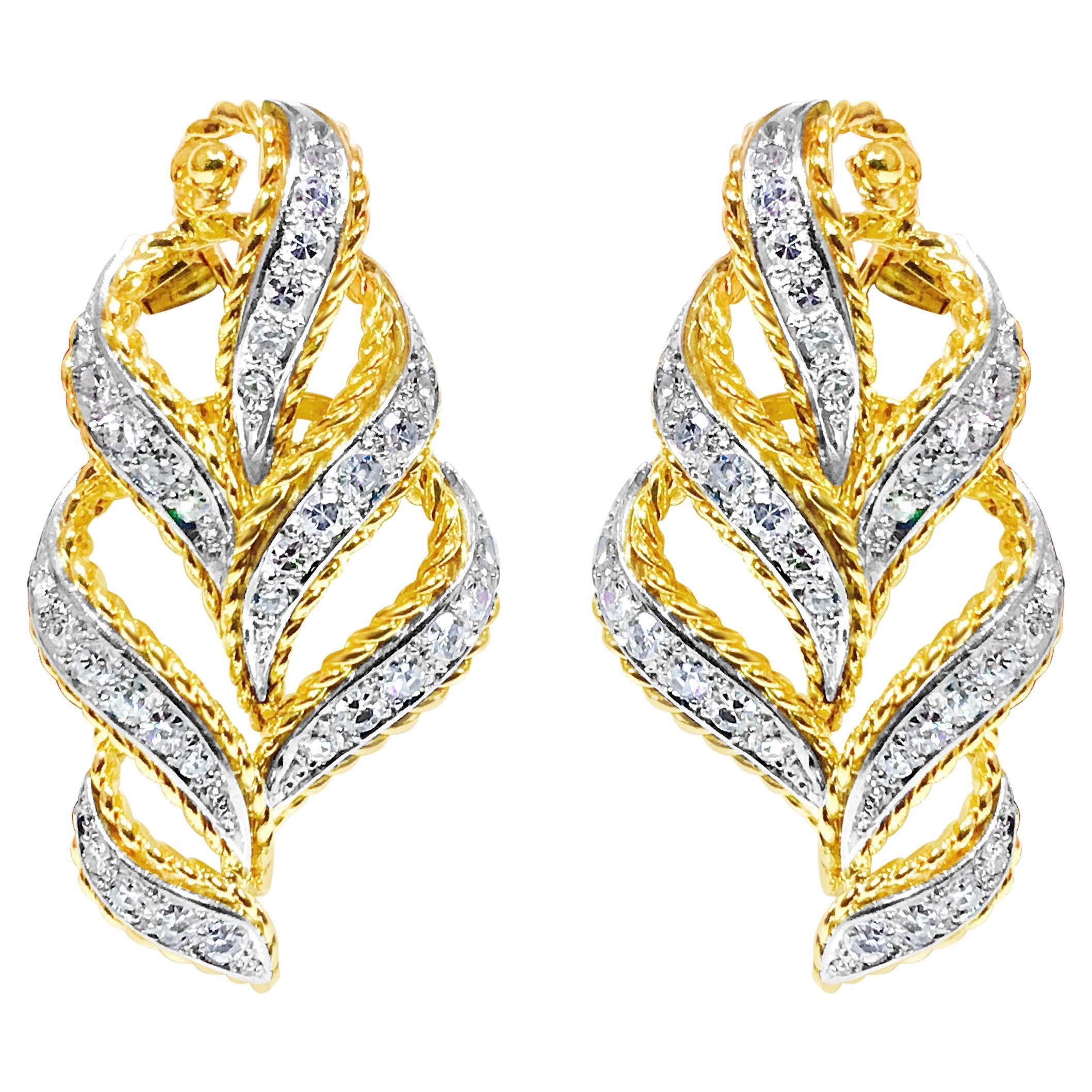 14K Yellow Gold, 2.00 Carat VS/G Diamond Earrings