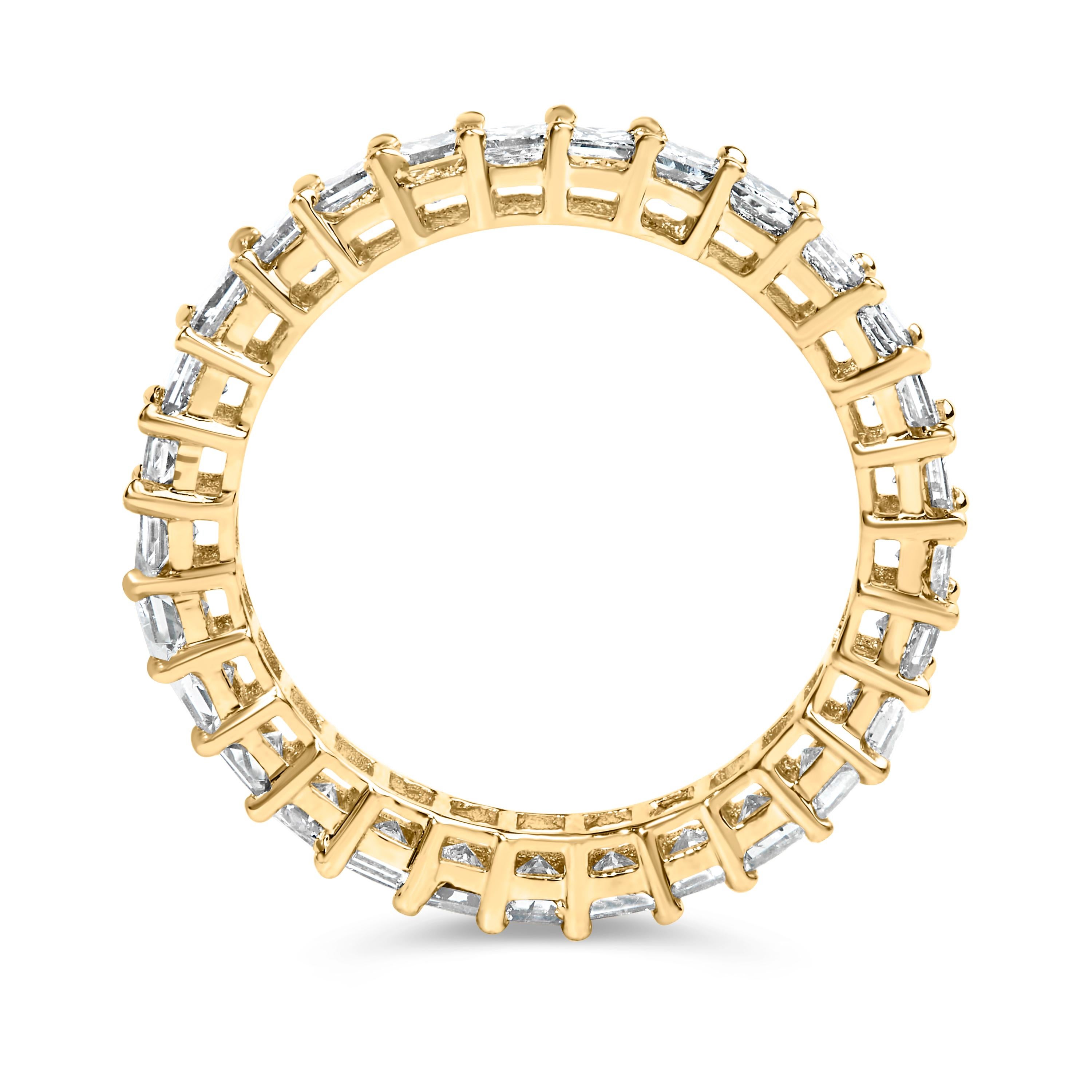 Princess Cut 14K Yellow Gold 2.00 Cttw Shared Prong Set Princess Diamond Eternity Band Ring For Sale
